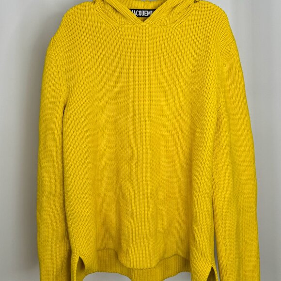 JACQUEMUS KNITTED HOODIE YELLOW - Picture 3 of 7